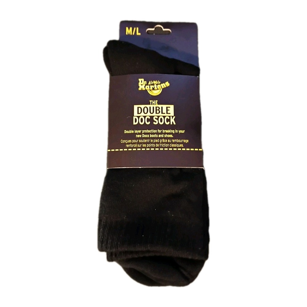 New Dr Martens Double Doc Sock Sz M/L Color Black Shoe Sz 9-14 Breathable 1pk